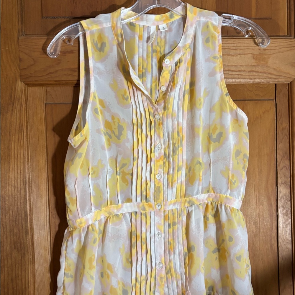 Frenchi Yellow and White Sleeveless Blouse